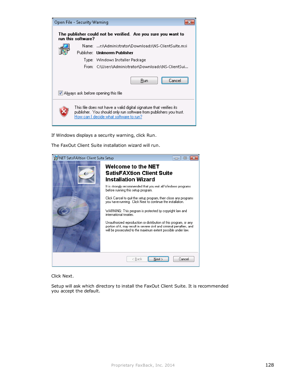 FaxBack NET SatisFAXtion 9.0 - Fax Server Manual User Manual | Page 128 / 203