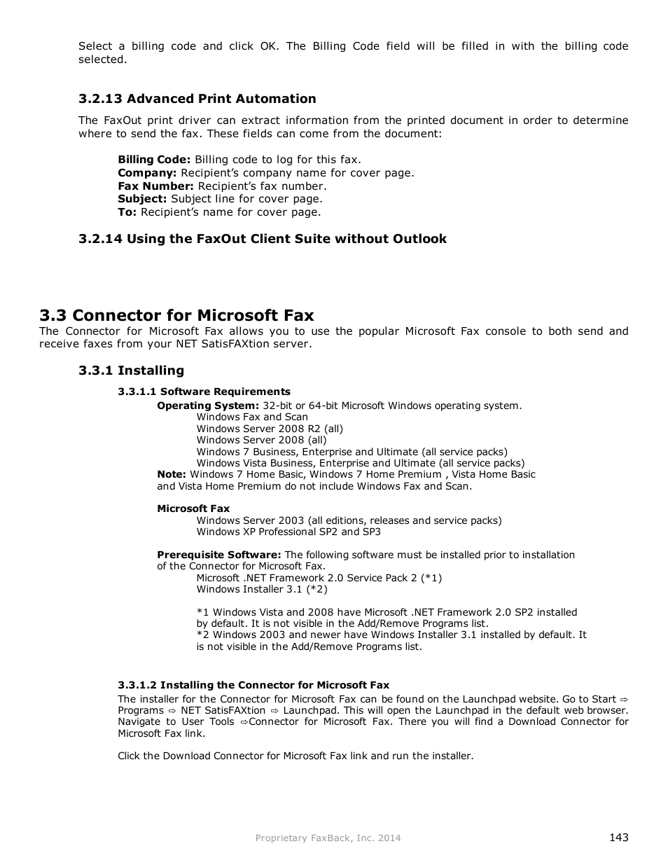 3 connector for microsoft fax | FaxBack NET SatisFAXtion 9.0 - Fax Server Manual User Manual | Page 143 / 203