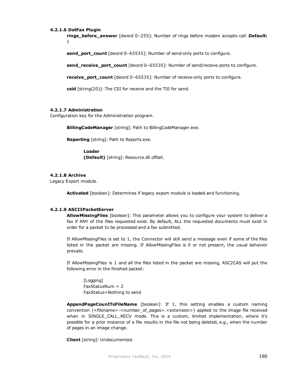 FaxBack NET SatisFAXtion 9.0 - Fax Server Manual User Manual | Page 190 / 203