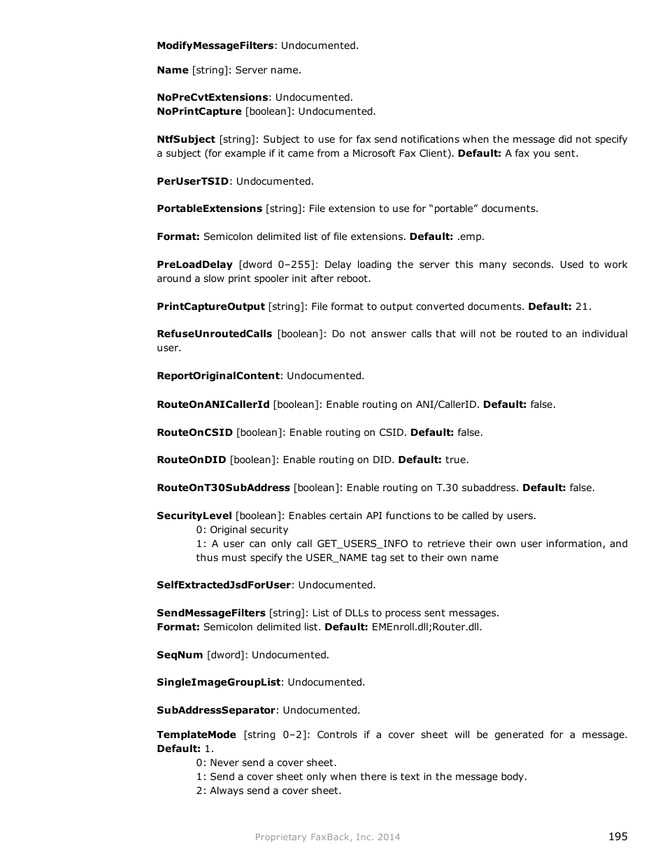 FaxBack NET SatisFAXtion 9.0 - Fax Server Manual User Manual | Page 195 / 203
