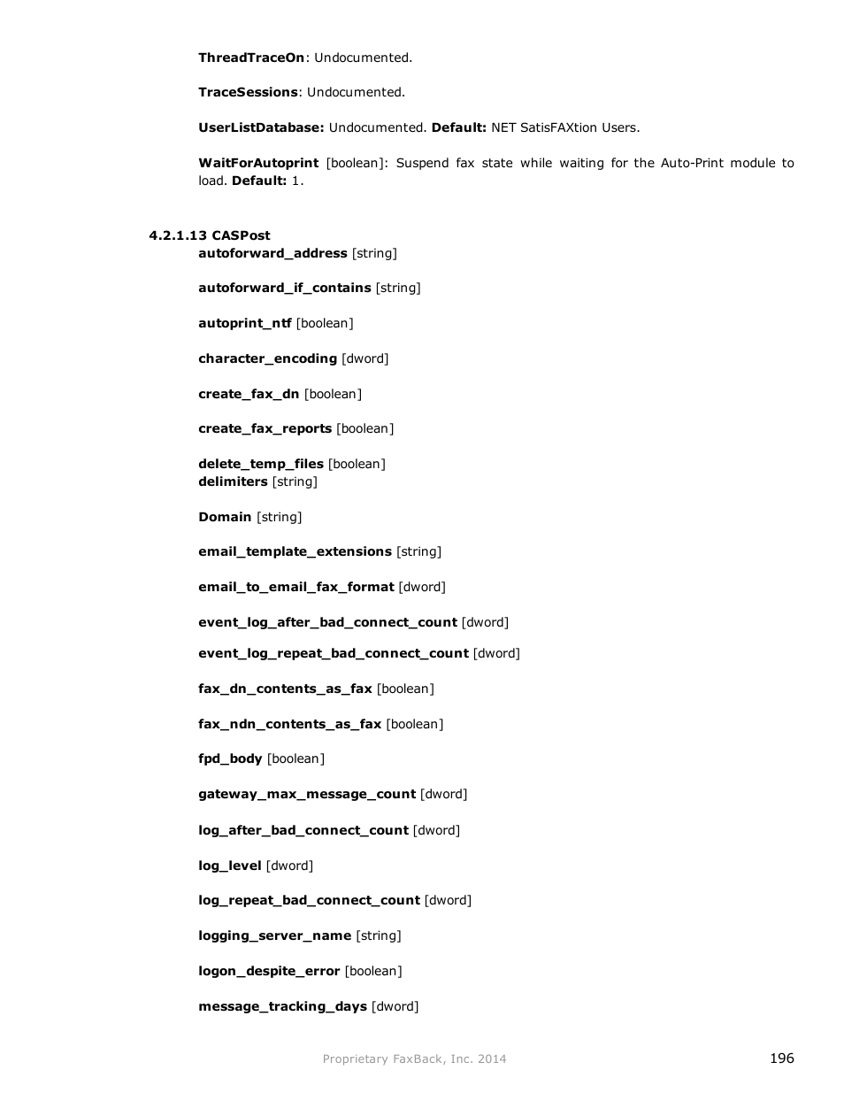 FaxBack NET SatisFAXtion 9.0 - Fax Server Manual User Manual | Page 196 / 203