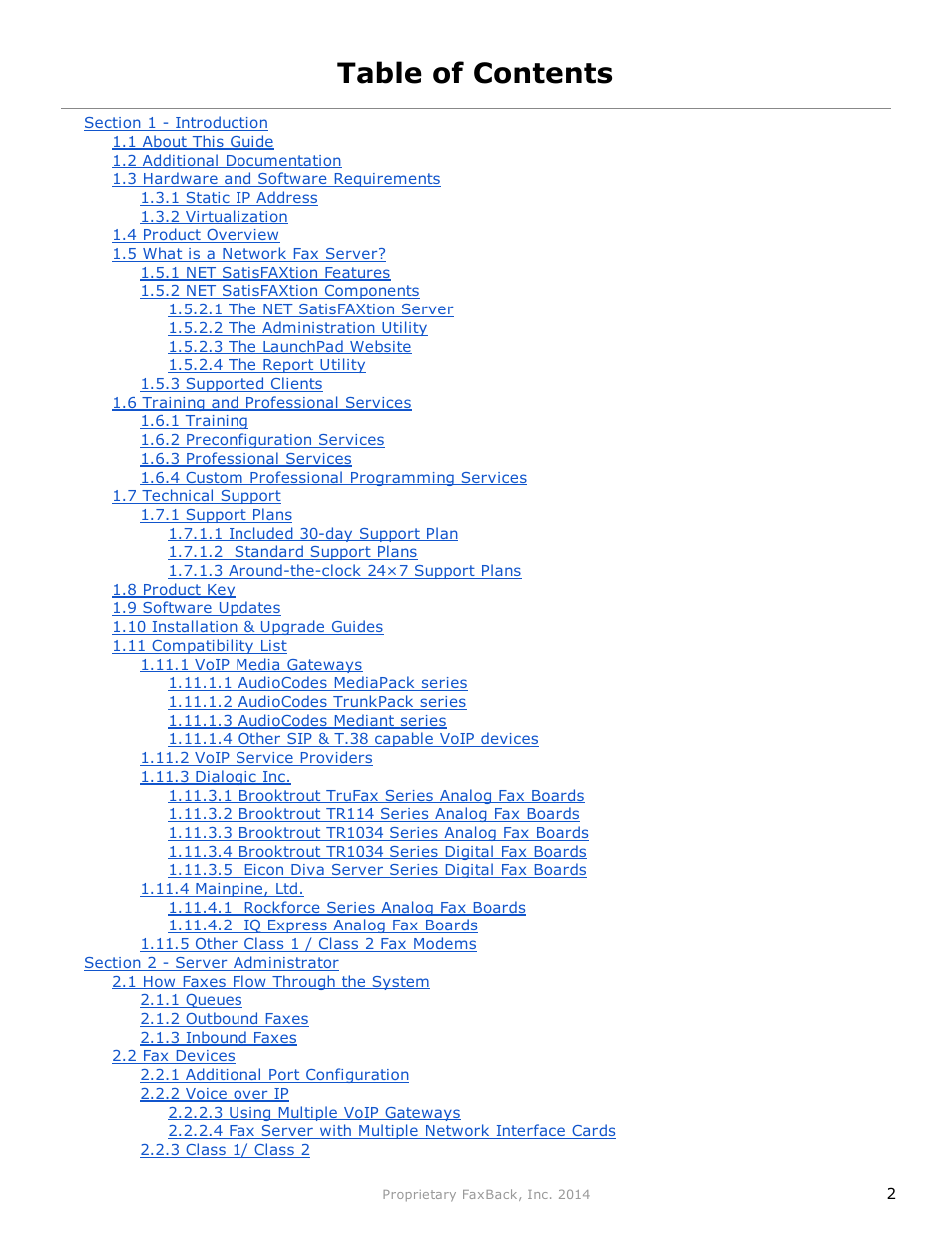 FaxBack NET SatisFAXtion 9.0 - Fax Server Manual User Manual | Page 2 / 203