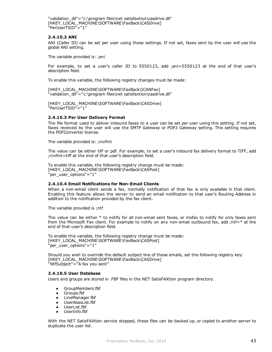 FaxBack NET SatisFAXtion 9.0 - Fax Server Manual User Manual | Page 43 / 203