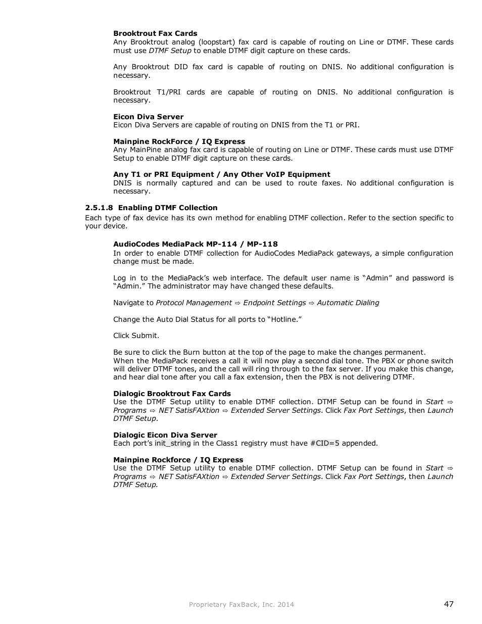 FaxBack NET SatisFAXtion 9.0 - Fax Server Manual User Manual | Page 47 / 203