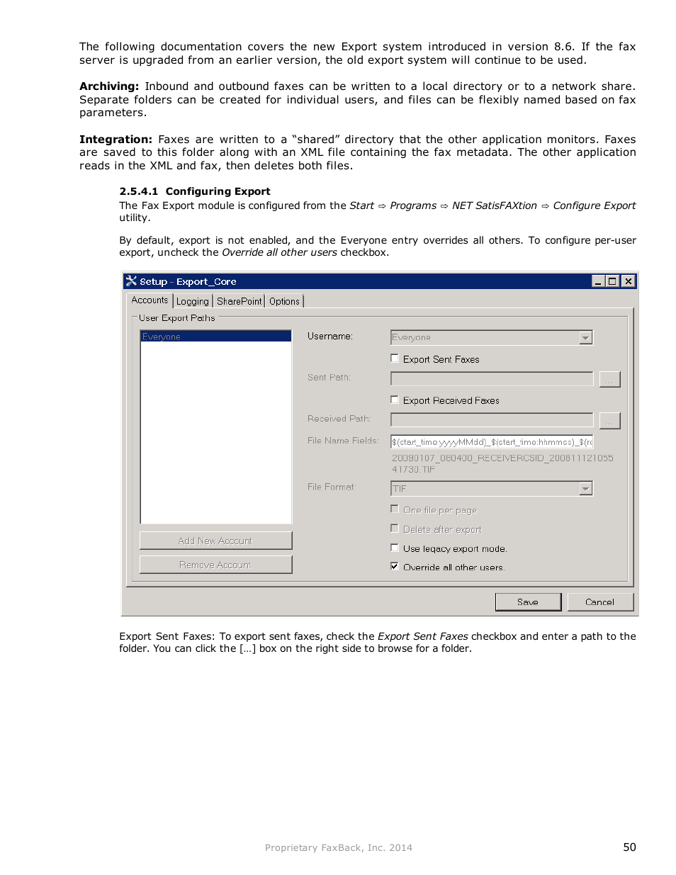 FaxBack NET SatisFAXtion 9.0 - Fax Server Manual User Manual | Page 50 / 203