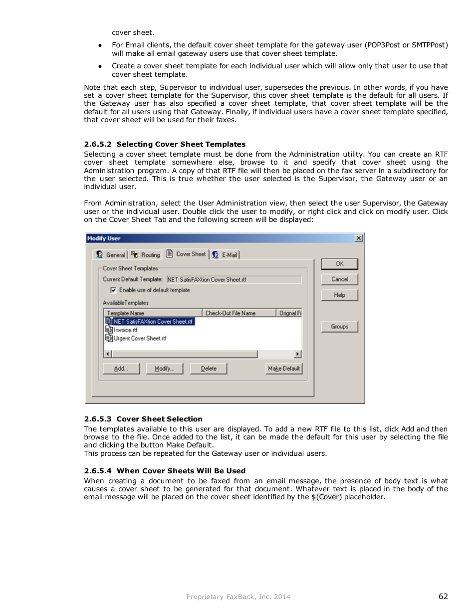 FaxBack NET SatisFAXtion 9.0 - Fax Server Manual User Manual | Page 62 / 203