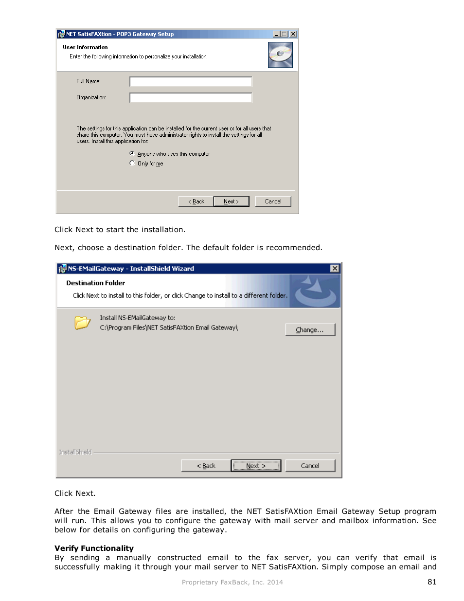 FaxBack NET SatisFAXtion 9.0 - Fax Server Manual User Manual | Page 81 / 203