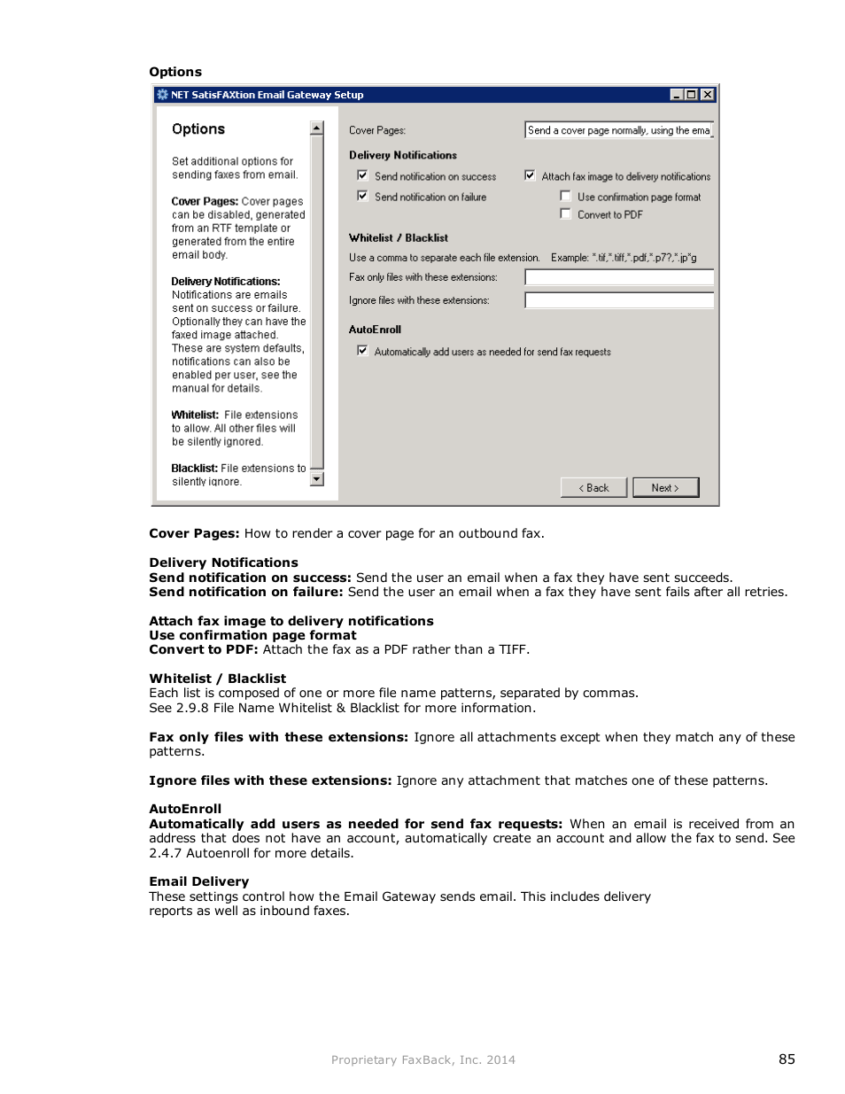 FaxBack NET SatisFAXtion 9.0 - Fax Server Manual User Manual | Page 85 / 203