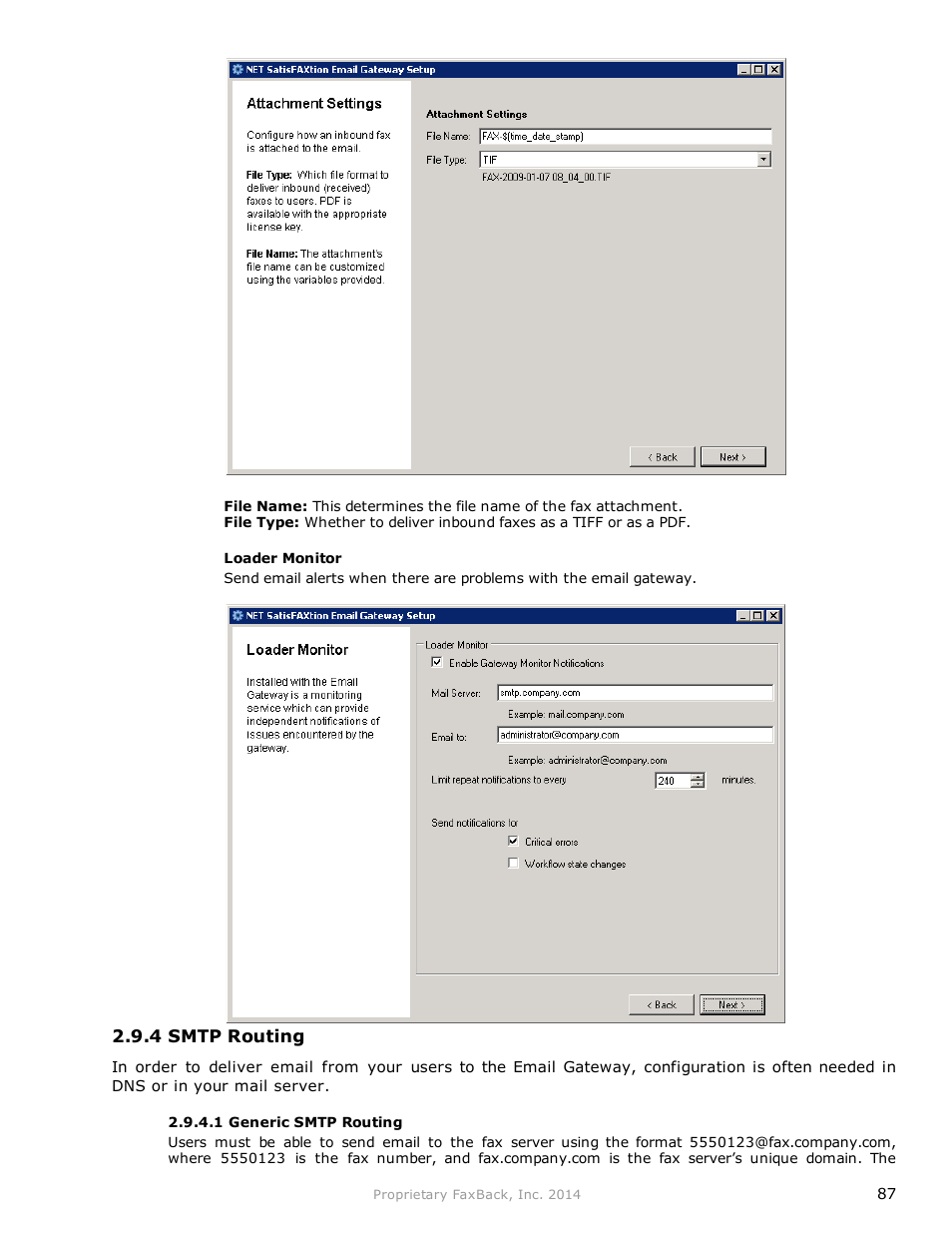 FaxBack NET SatisFAXtion 9.0 - Fax Server Manual User Manual | Page 87 / 203