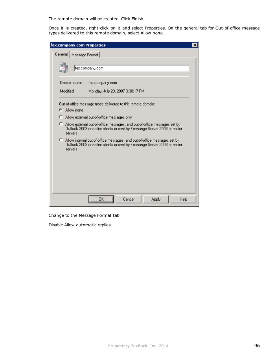 FaxBack NET SatisFAXtion 9.0 - Fax Server Manual User Manual | Page 96 / 203