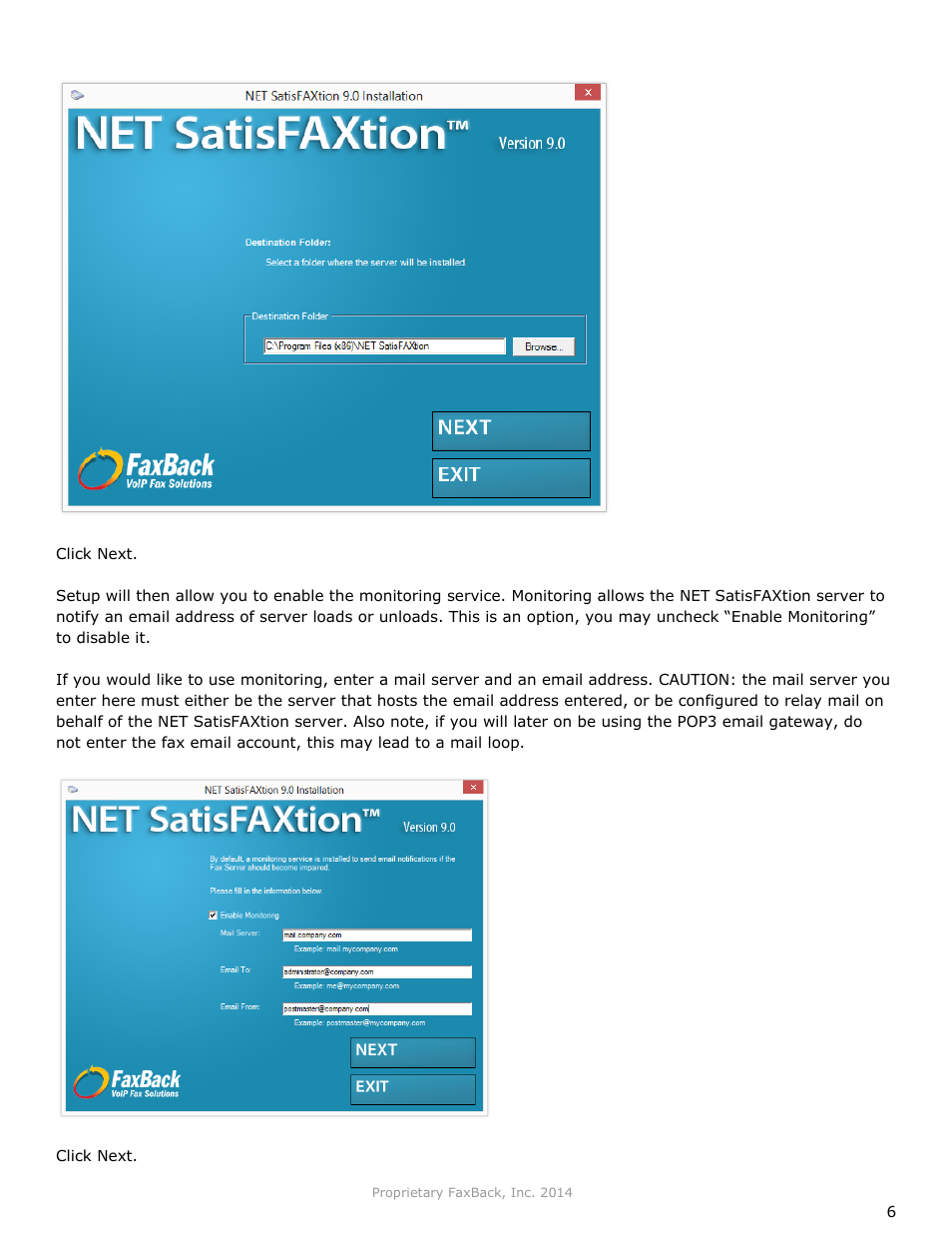 FaxBack NET SatisFAXtion 9.0 - Installation Guide (Carrier Edition) User Manual | Page 6 / 14