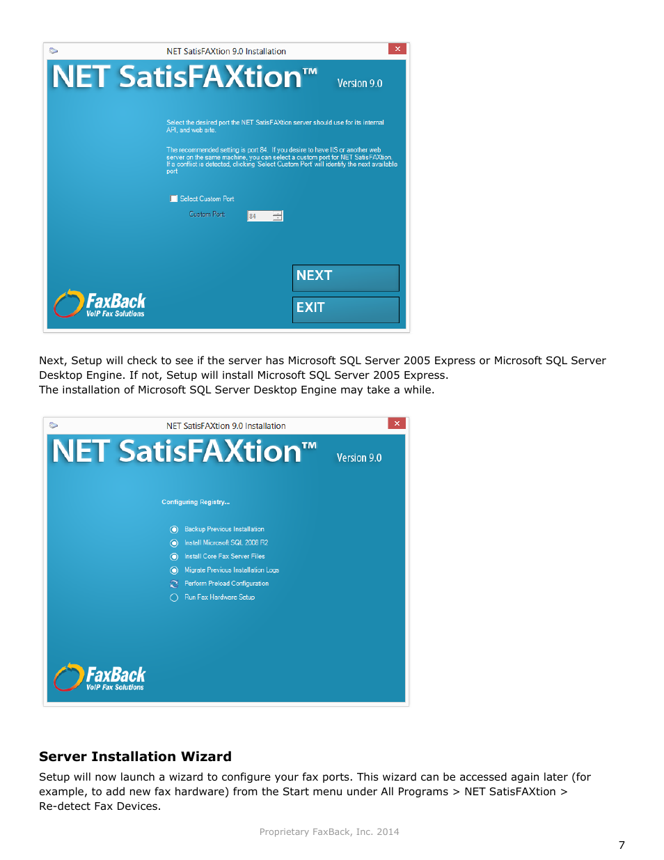 FaxBack NET SatisFAXtion 9.0 - Installation Guide (Carrier Edition) User Manual | Page 7 / 14