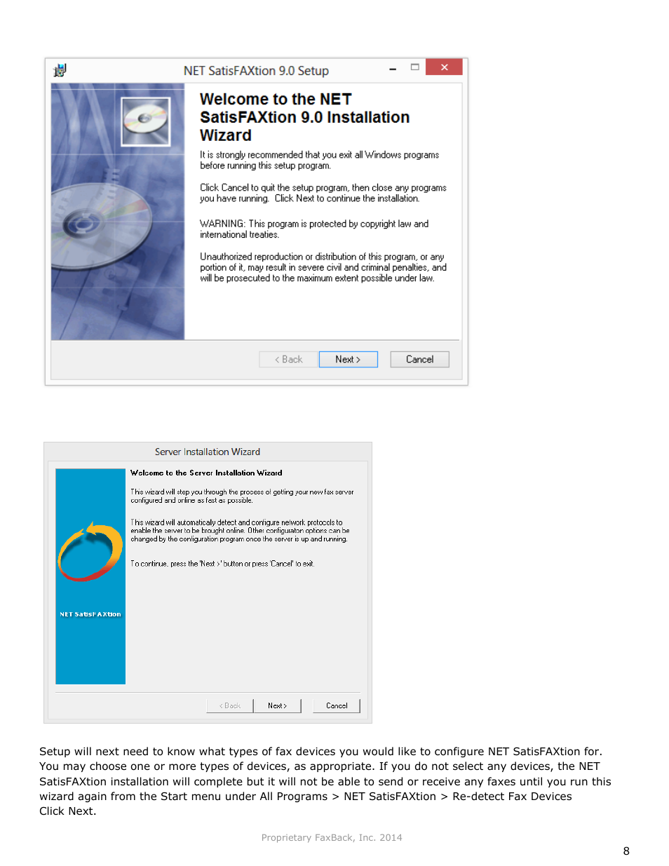FaxBack NET SatisFAXtion 9.0 - Installation Guide (Carrier Edition) User Manual | Page 8 / 14
