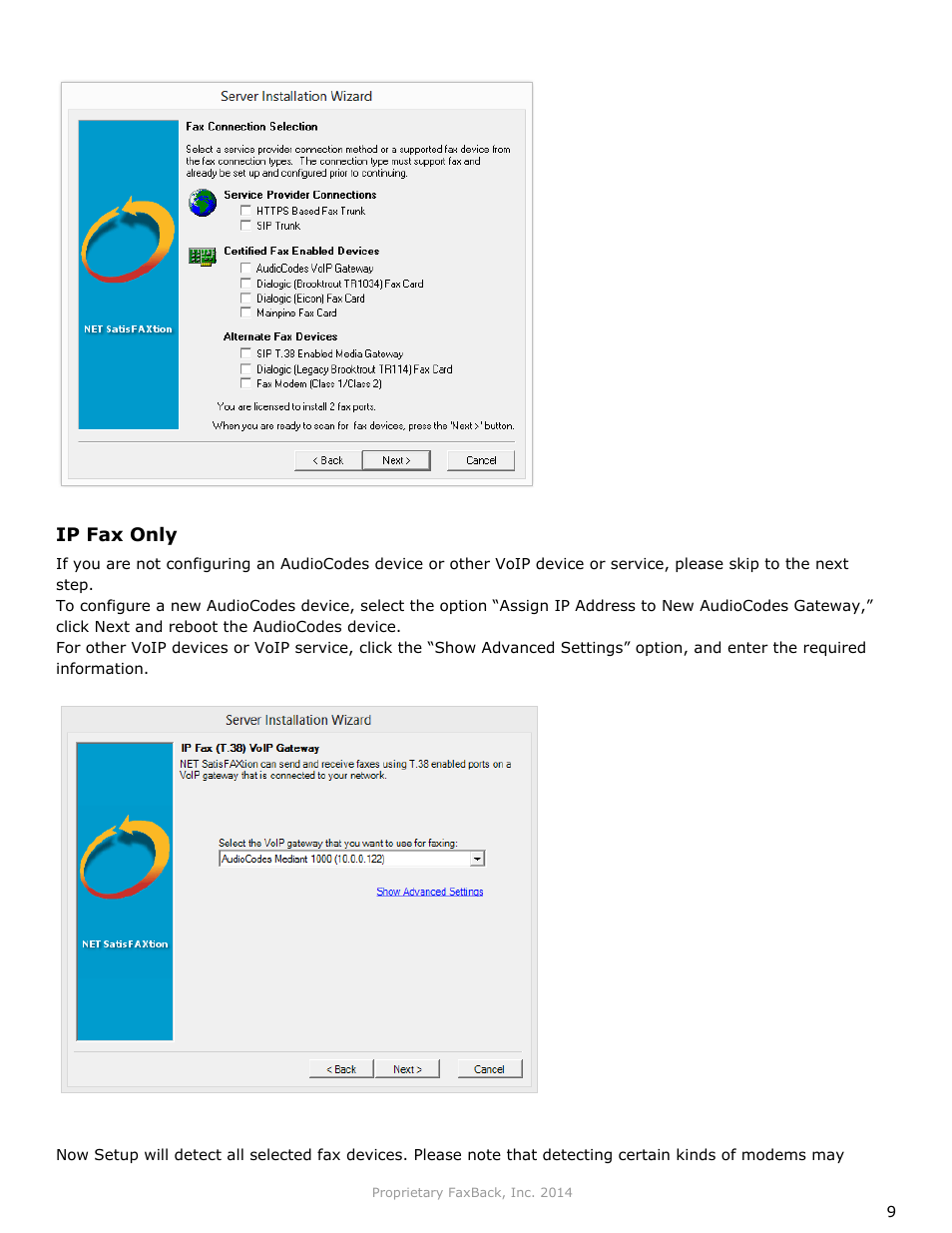 FaxBack NET SatisFAXtion 9.0 - Installation Guide (Carrier Edition) User Manual | Page 9 / 14