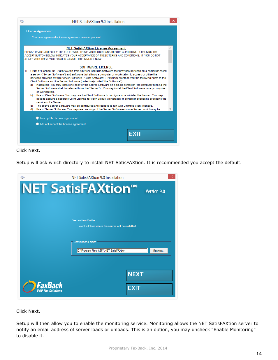 FaxBack NET SatisFAXtion 9.0 - Installation Guide (Small Business Edition) User Manual | Page 14 / 23