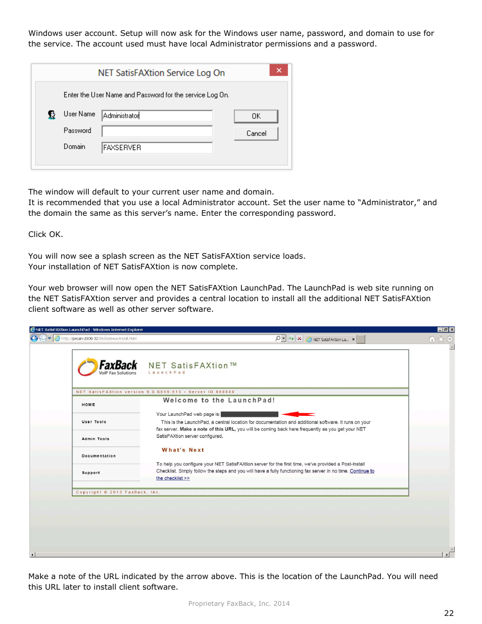 FaxBack NET SatisFAXtion 9.0 - Installation Guide (Small Business Edition) User Manual | Page 22 / 23
