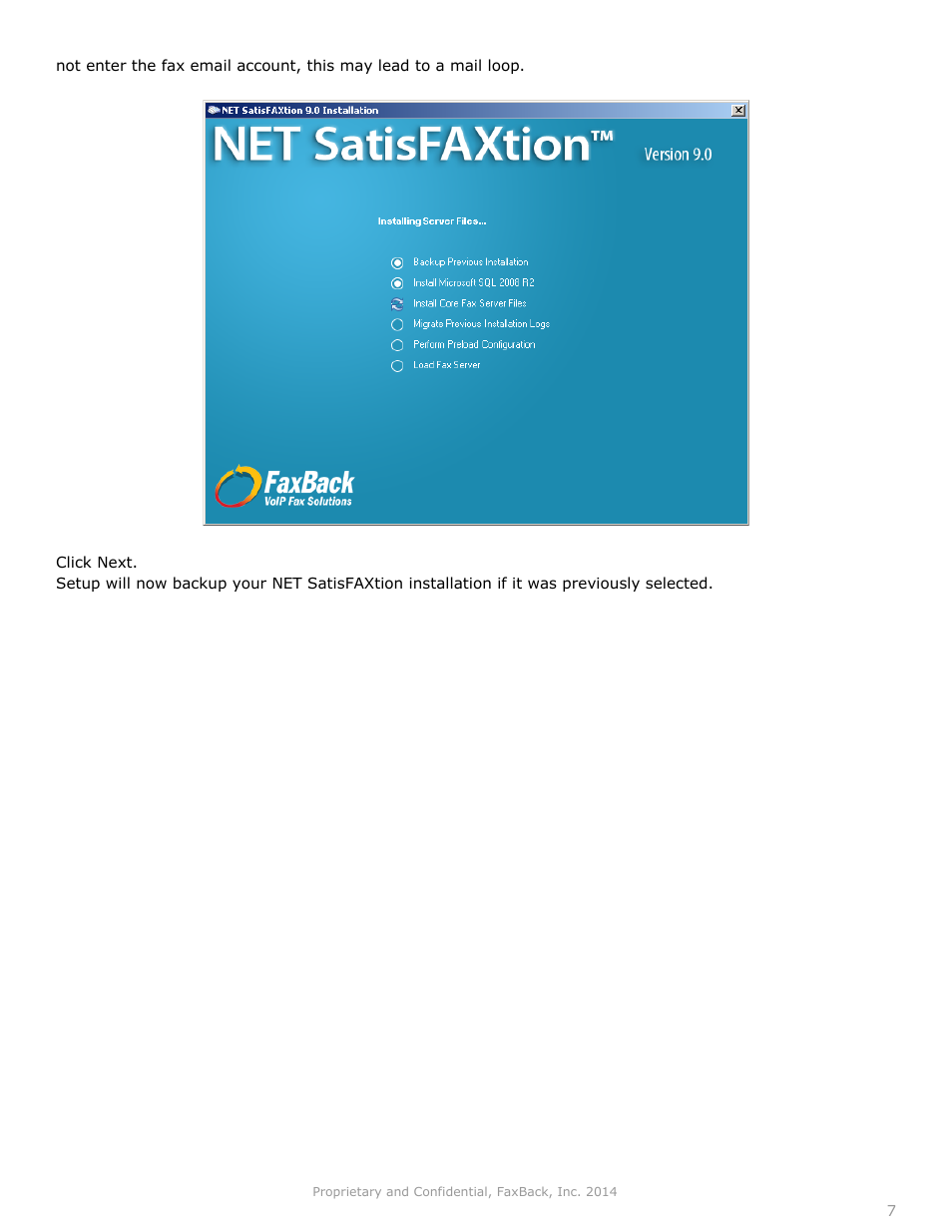 FaxBack NET SatisFAXtion 9.0 - Server Upgrade Guide User Manual | Page 7 / 10