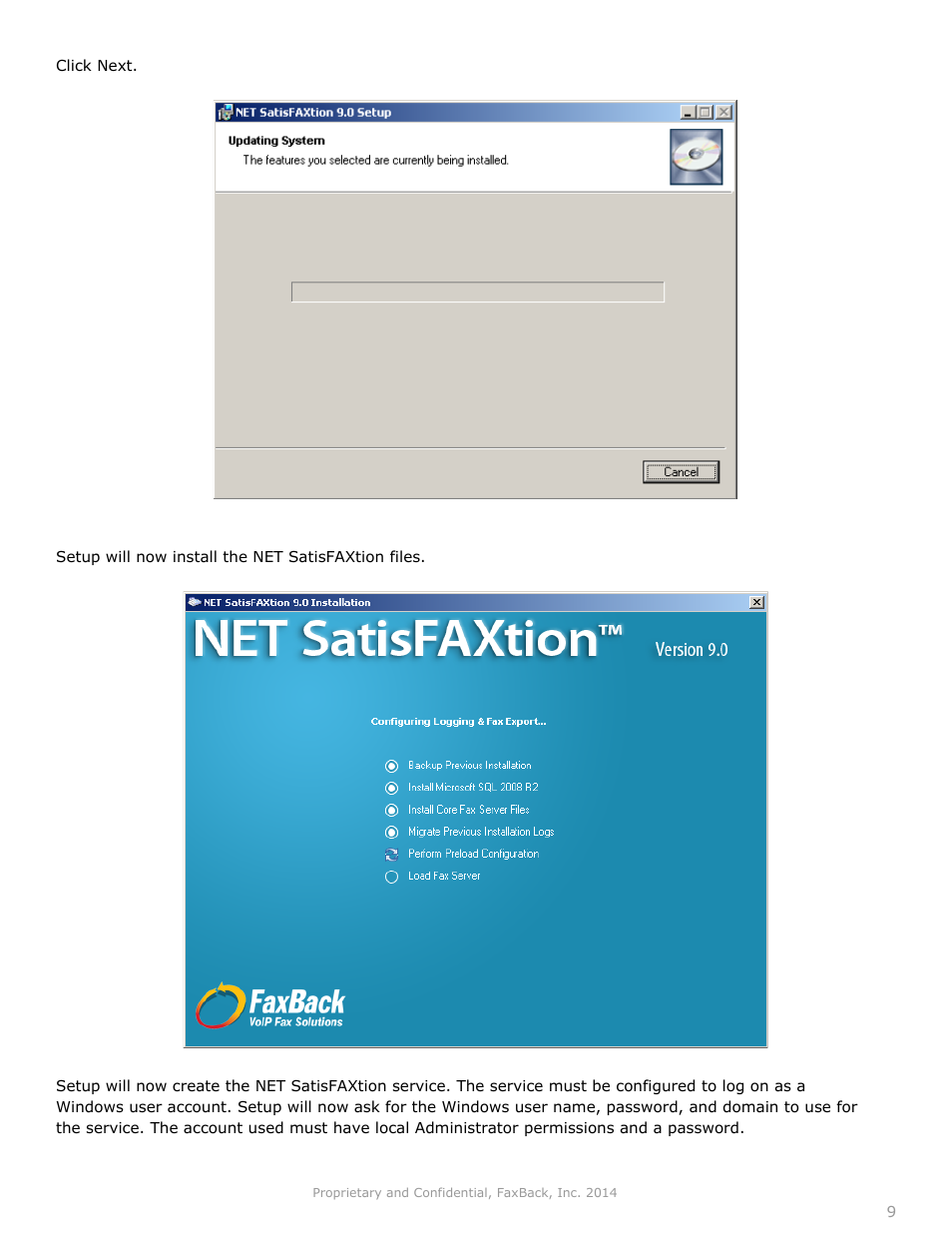 FaxBack NET SatisFAXtion 9.0 - Server Upgrade Guide User Manual | Page 9 / 10