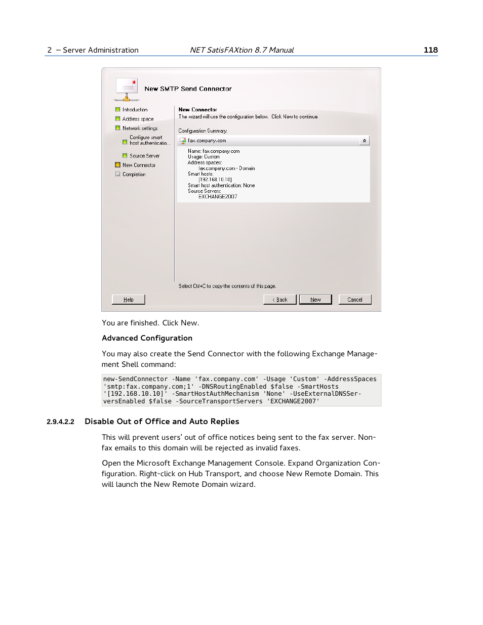 2 disable out of office and auto replies | FaxBack NET SatisFAXtion 8.7 (Including R3) - Manual User Manual | Page 118 / 238