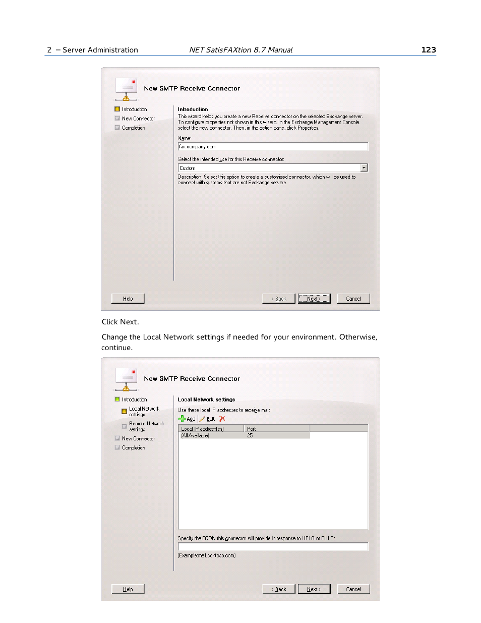 FaxBack NET SatisFAXtion 8.7 (Including R3) - Manual User Manual | Page 123 / 238