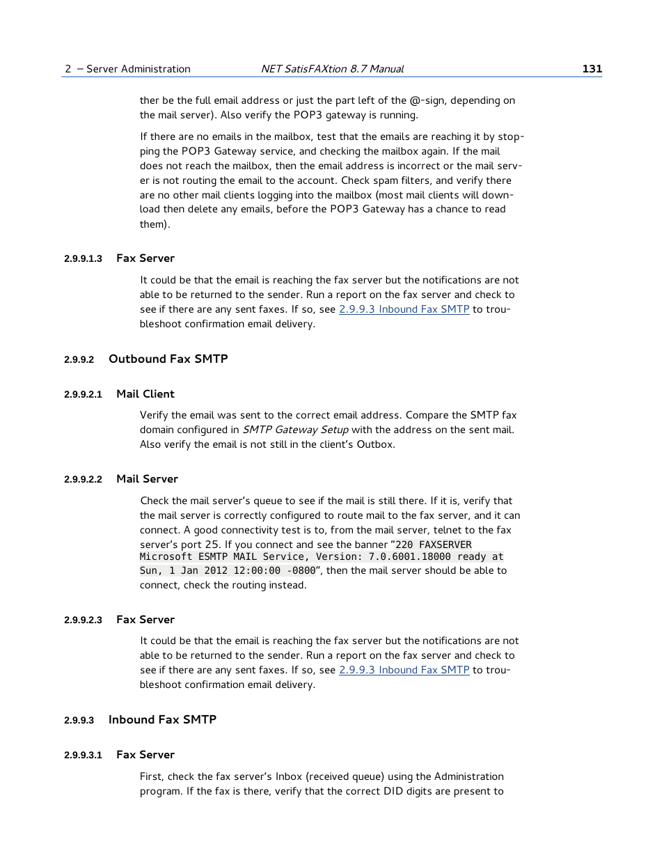 3 fax server, 2 outbound fax smtp, 1 mail client | 2 mail server, 3 inbound fax smtp, 1 fax server | FaxBack NET SatisFAXtion 8.7 (Including R3) - Manual User Manual | Page 131 / 238