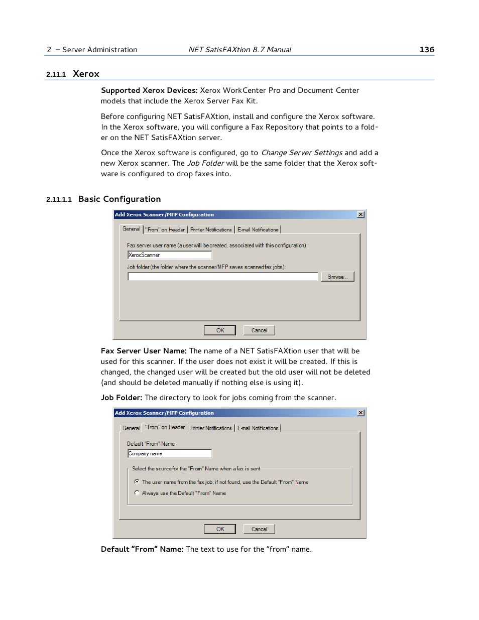 1 xerox, 1 basic configuration | FaxBack NET SatisFAXtion 8.7 (Including R3) - Manual User Manual | Page 136 / 238