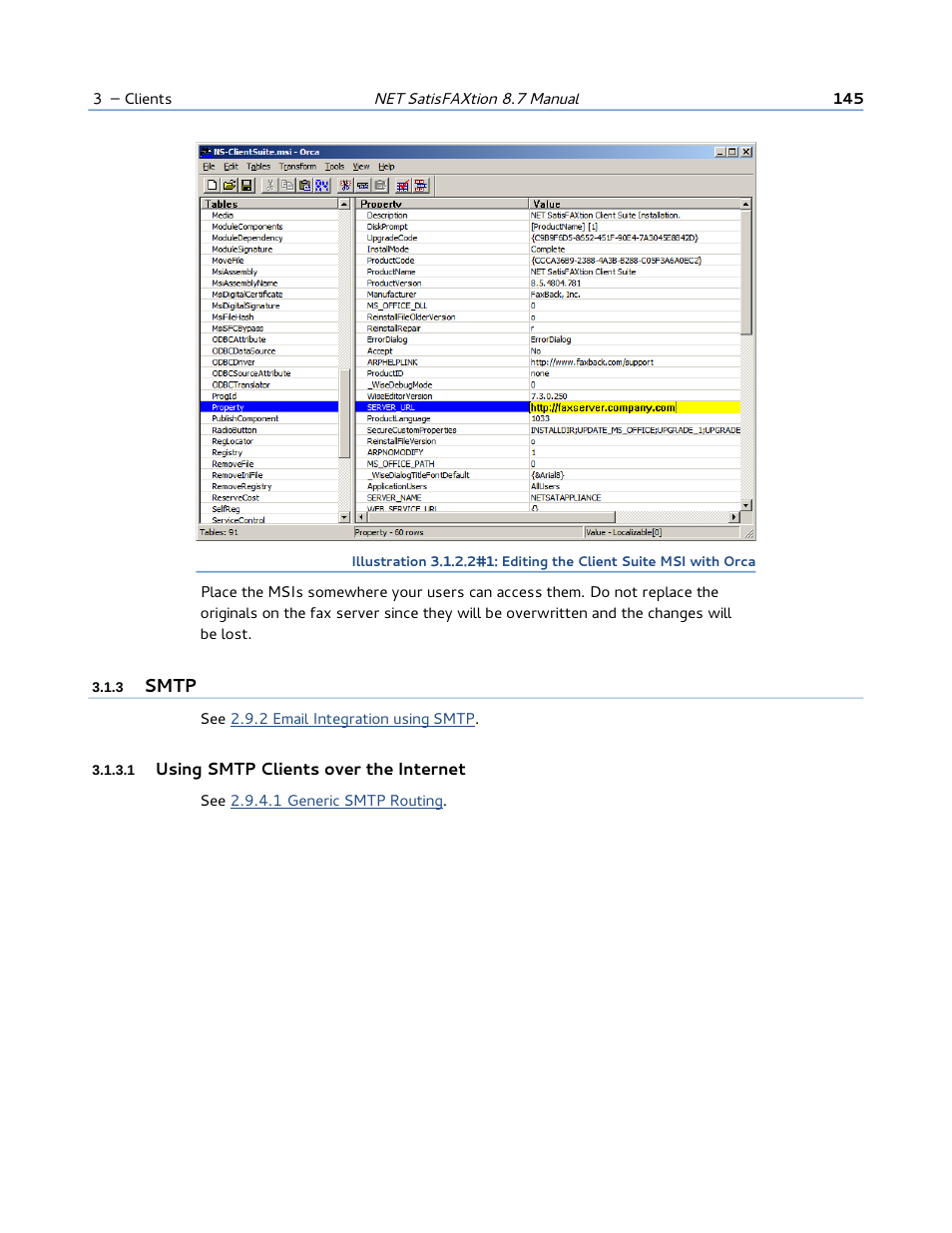 3 smtp, 1 using smtp clients over the internet | FaxBack NET SatisFAXtion 8.7 (Including R3) - Manual User Manual | Page 145 / 238