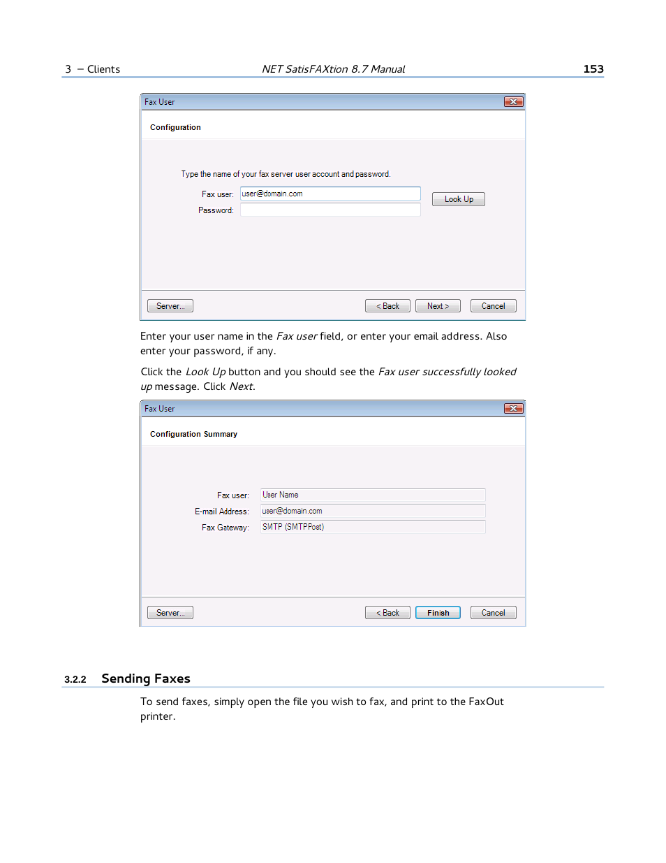 2 sending faxes | FaxBack NET SatisFAXtion 8.7 (Including R3) - Manual User Manual | Page 153 / 238