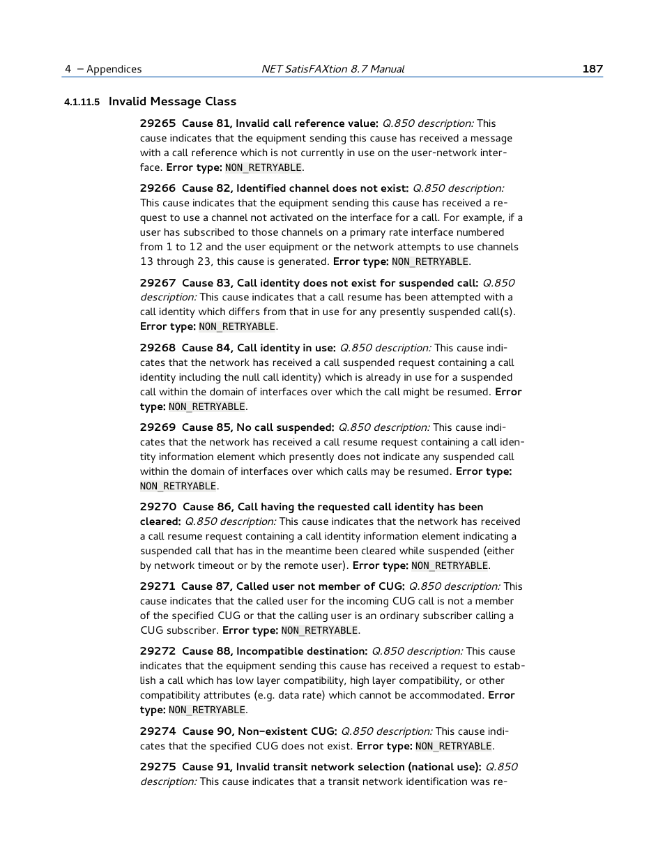 5 invalid message class | FaxBack NET SatisFAXtion 8.7 (Including R3) - Manual User Manual | Page 187 / 238