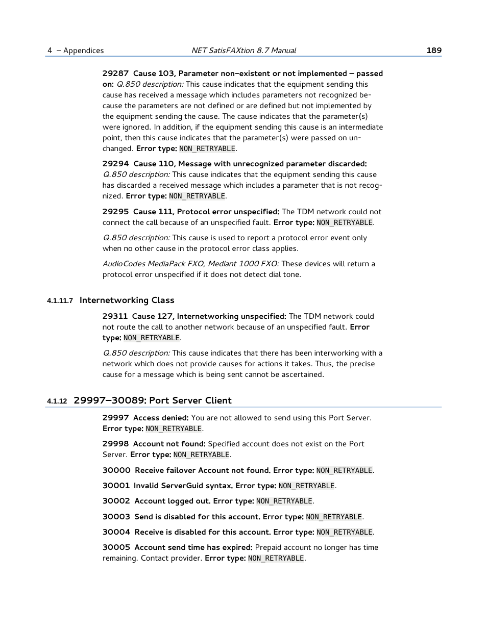7 internetworking class, 12 29997–30089: port server client | FaxBack NET SatisFAXtion 8.7 (Including R3) - Manual User Manual | Page 189 / 238