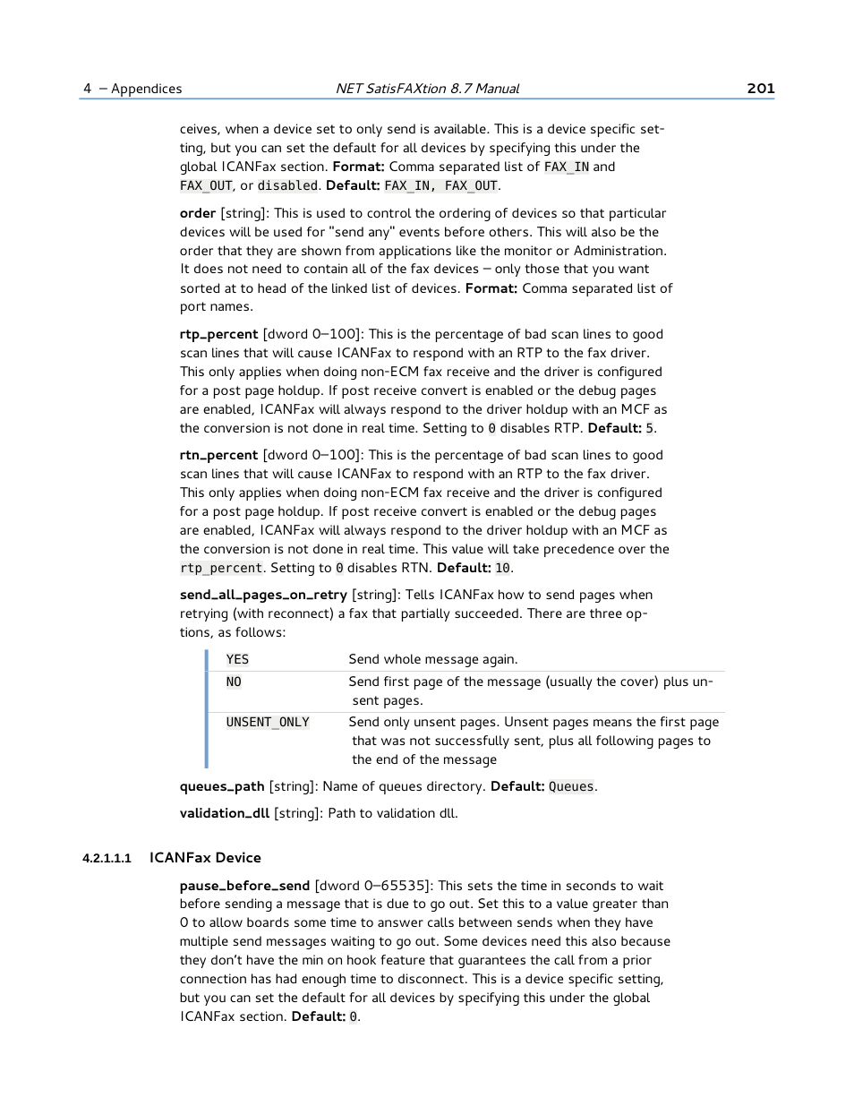 1 icanfax device | FaxBack NET SatisFAXtion 8.7 (Including R3) - Manual User Manual | Page 201 / 238