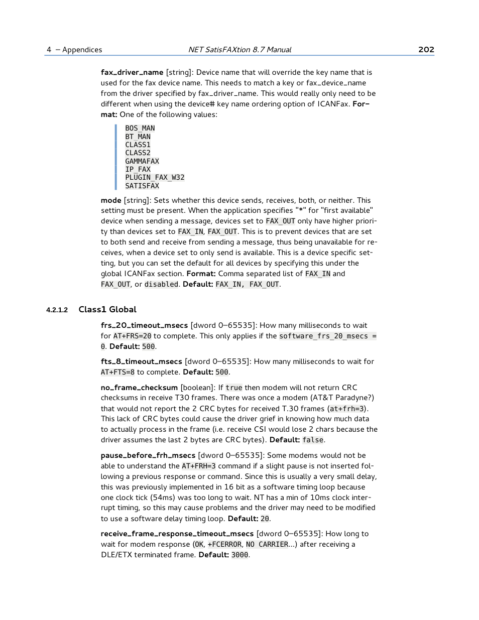 2 class1 global | FaxBack NET SatisFAXtion 8.7 (Including R3) - Manual User Manual | Page 202 / 238