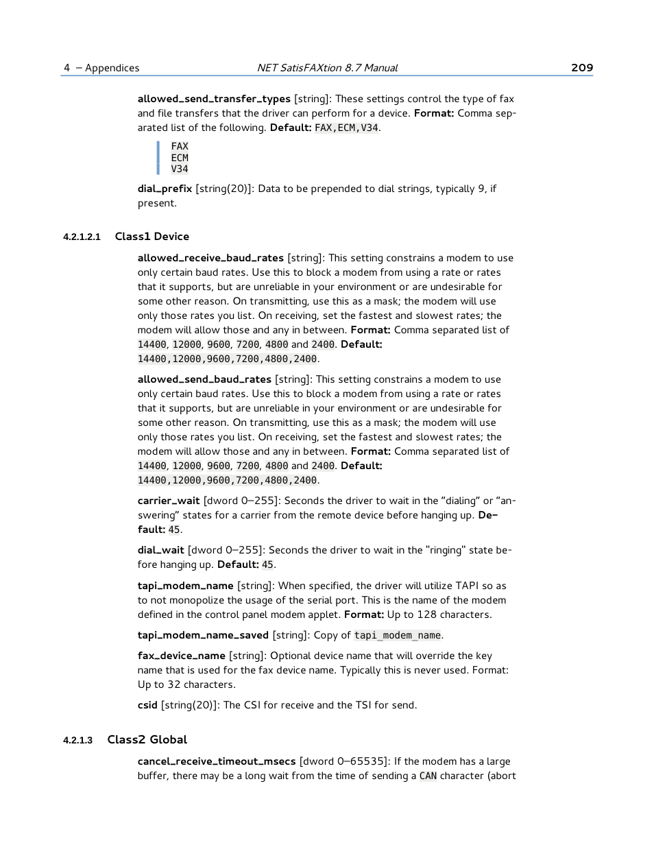 1 class1 device, 3 class2 global | FaxBack NET SatisFAXtion 8.7 (Including R3) - Manual User Manual | Page 209 / 238