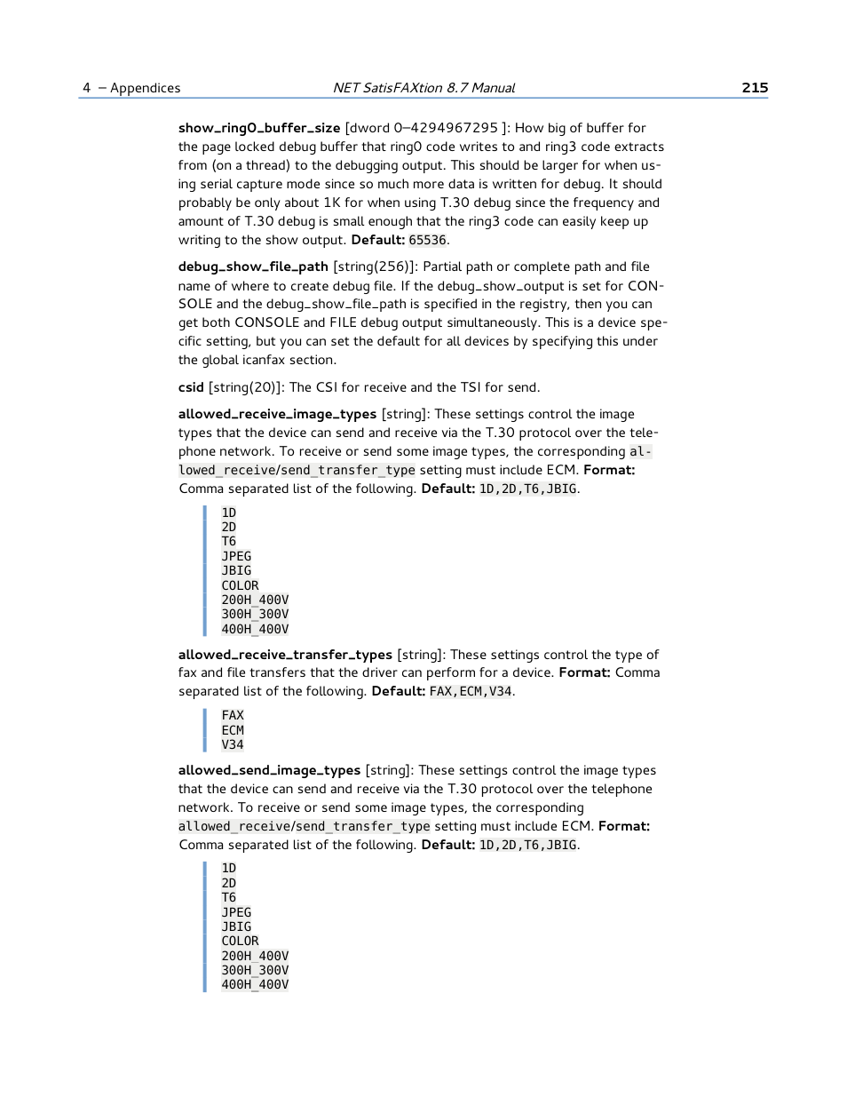 FaxBack NET SatisFAXtion 8.7 (Including R3) - Manual User Manual | Page 215 / 238