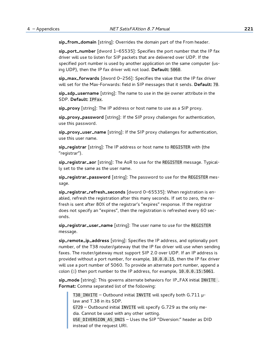 FaxBack NET SatisFAXtion 8.7 (Including R3) - Manual User Manual | Page 221 / 238