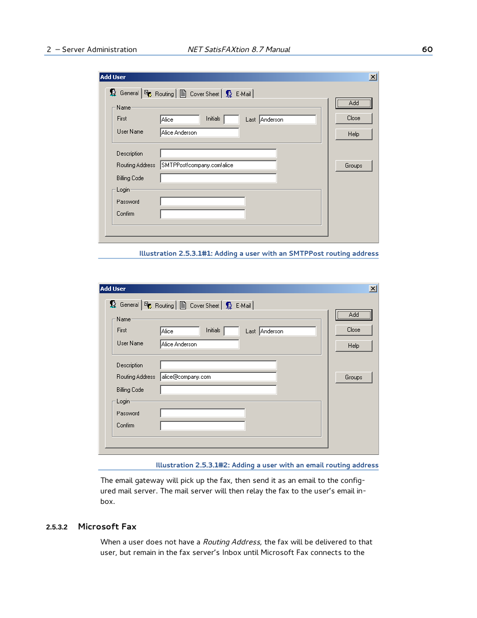 2 microsoft fax | FaxBack NET SatisFAXtion 8.7 (Including R3) - Manual User Manual | Page 60 / 238