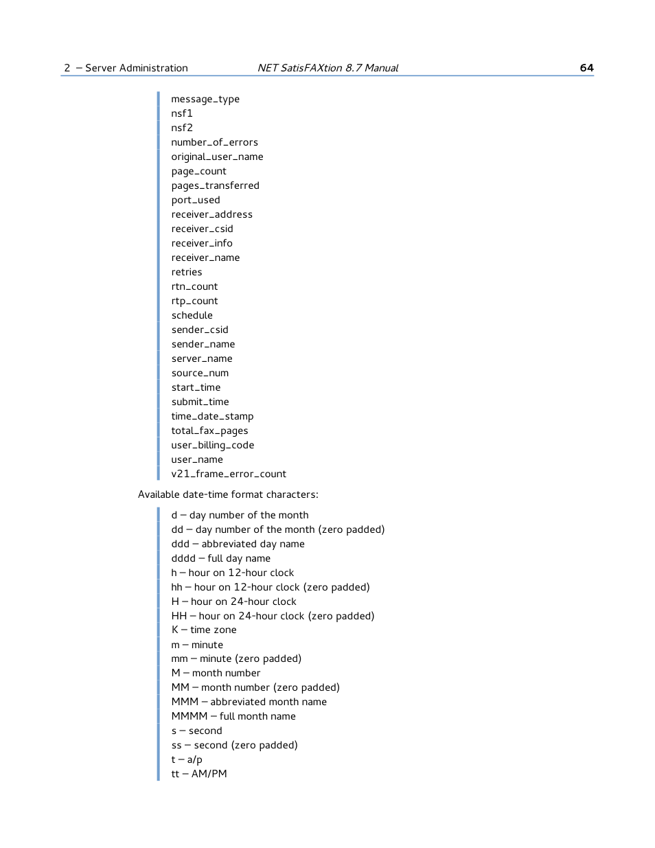 FaxBack NET SatisFAXtion 8.7 (Including R3) - Manual User Manual | Page 64 / 238