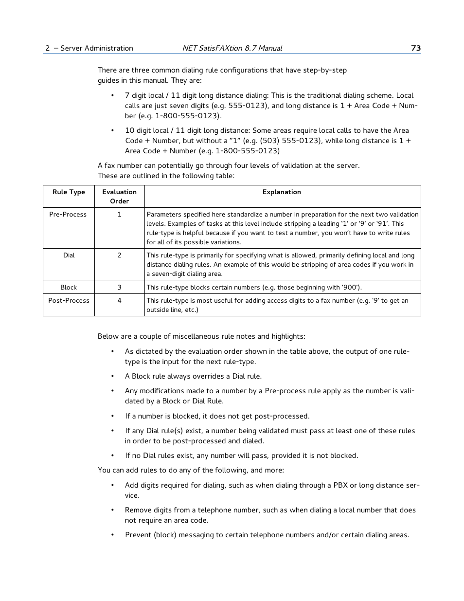 FaxBack NET SatisFAXtion 8.7 (Including R3) - Manual User Manual | Page 73 / 238