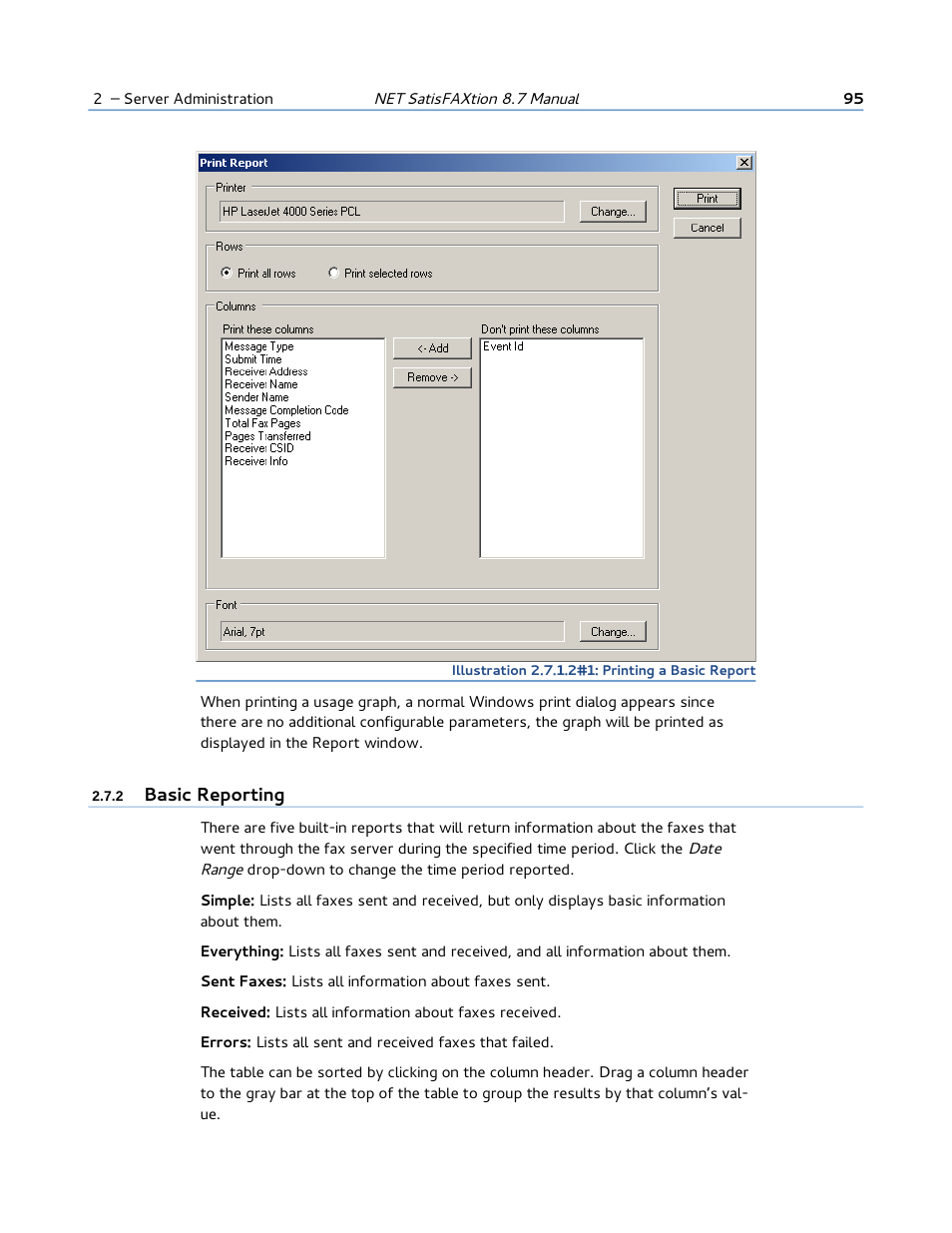 2 basic reporting | FaxBack NET SatisFAXtion 8.7 (Including R3) - Manual User Manual | Page 95 / 238