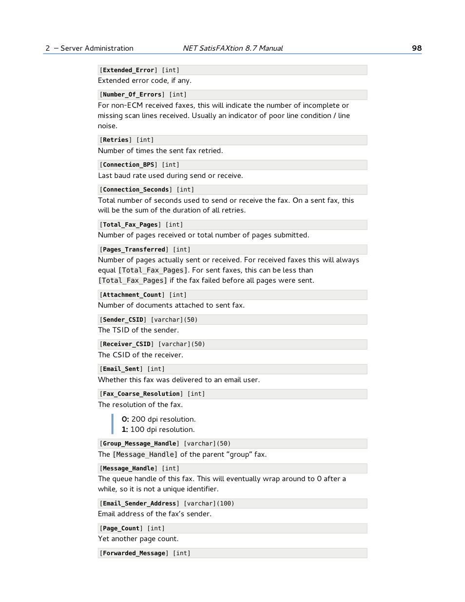 FaxBack NET SatisFAXtion 8.7 (Including R3) - Manual User Manual | Page 98 / 238