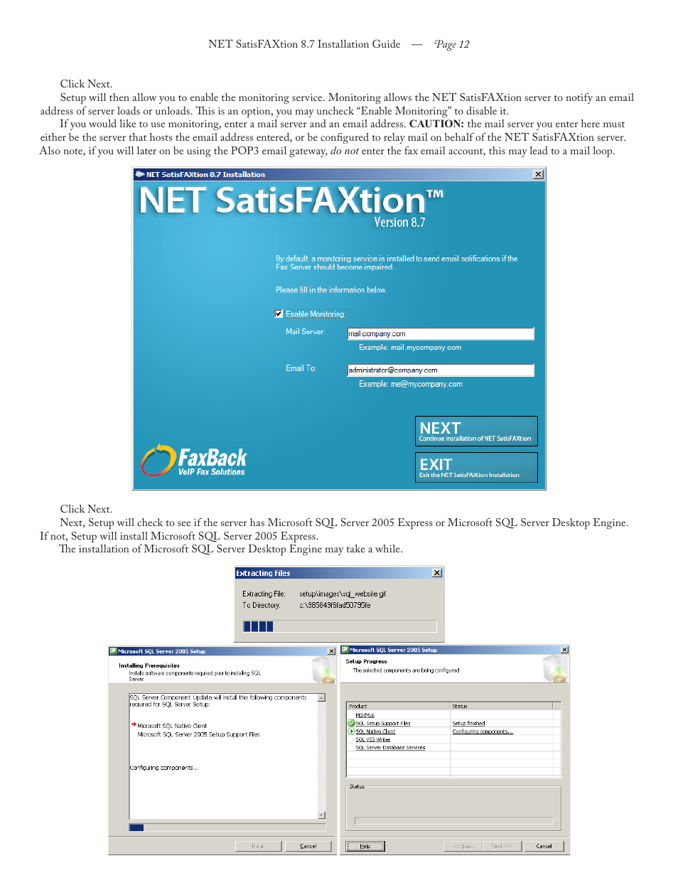 FaxBack NET SatisFAXtion 8.7 (Including R3) - Installation Guide User Manual | Page 12 / 22