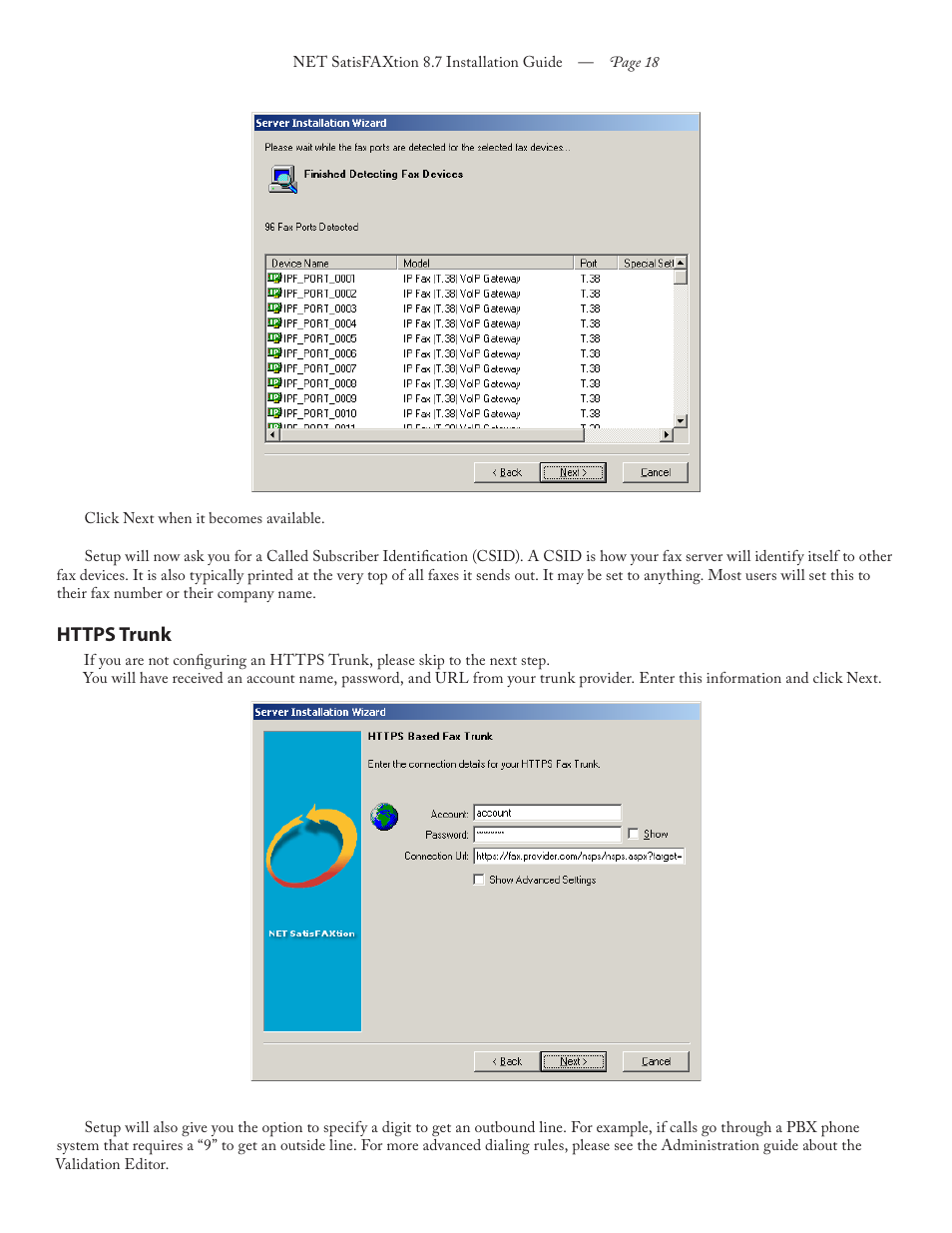 FaxBack NET SatisFAXtion 8.7 (Including R3) - Installation Guide User Manual | Page 18 / 22