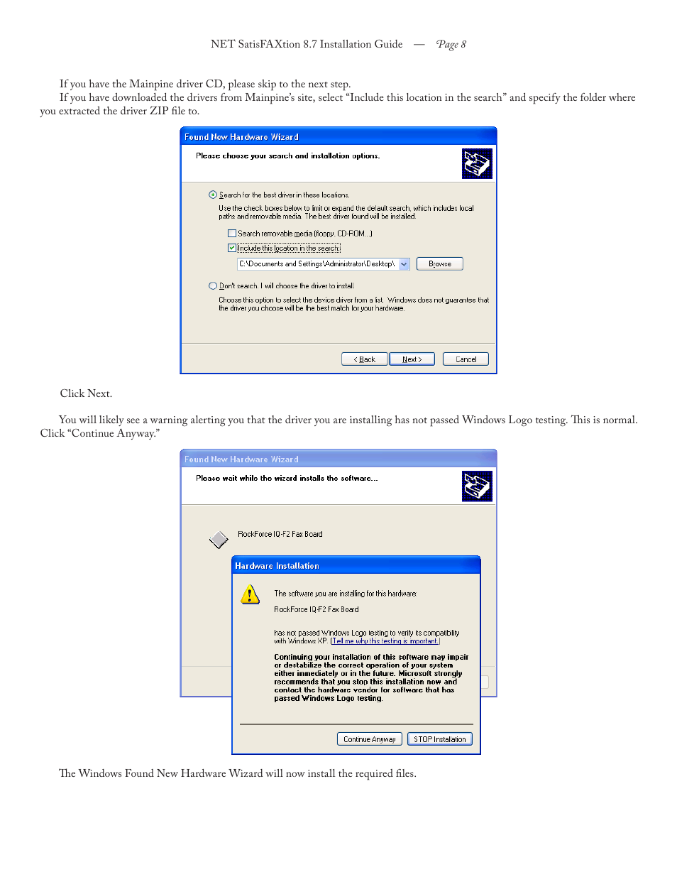 FaxBack NET SatisFAXtion 8.7 (Including R3) - Installation Guide User Manual | Page 8 / 22