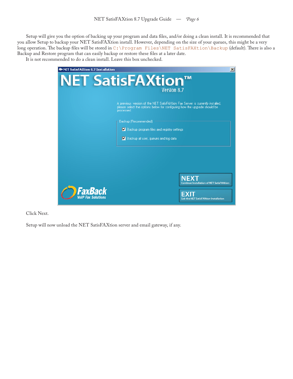 FaxBack NET SatisFAXtion 8.7 (Including R3) - Upgrade Guide User Manual | Page 6 / 10