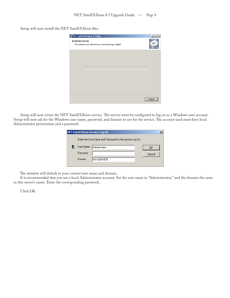 FaxBack NET SatisFAXtion 8.7 (Including R3) - Upgrade Guide User Manual | Page 9 / 10