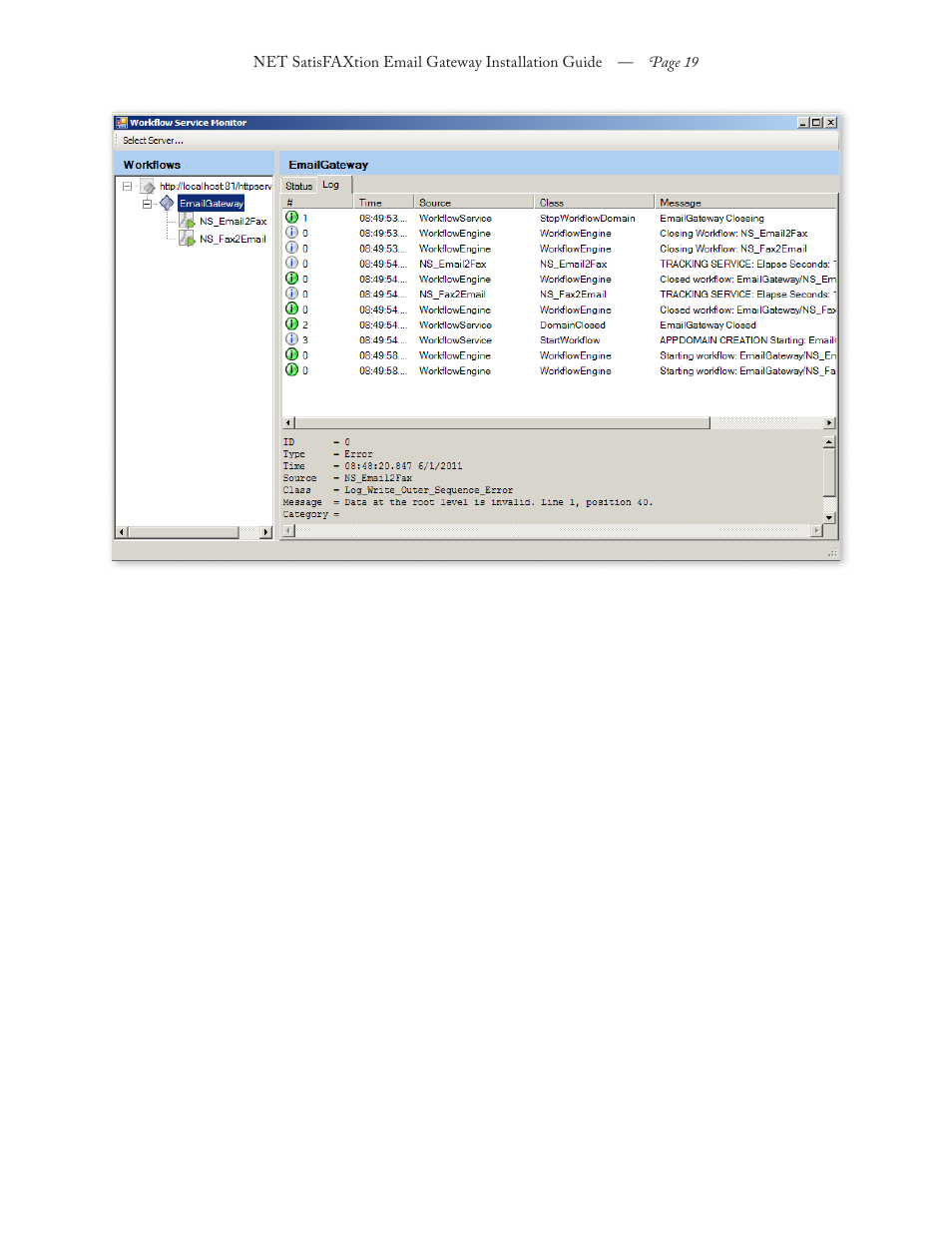 FaxBack NET SatisFAXtion 8.6 - Email Gateway Installation Guide User Manual | Page 19 / 19