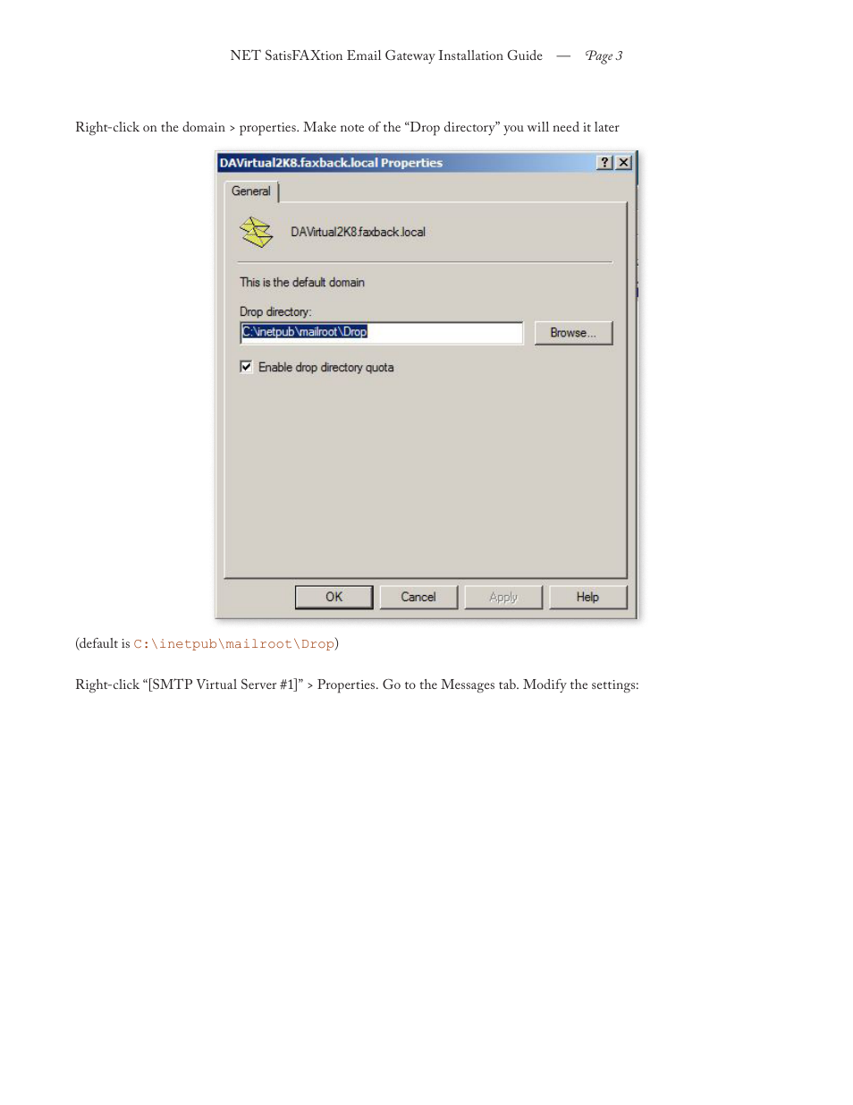 FaxBack NET SatisFAXtion 8.6 - Email Gateway Installation Guide User Manual | Page 3 / 19