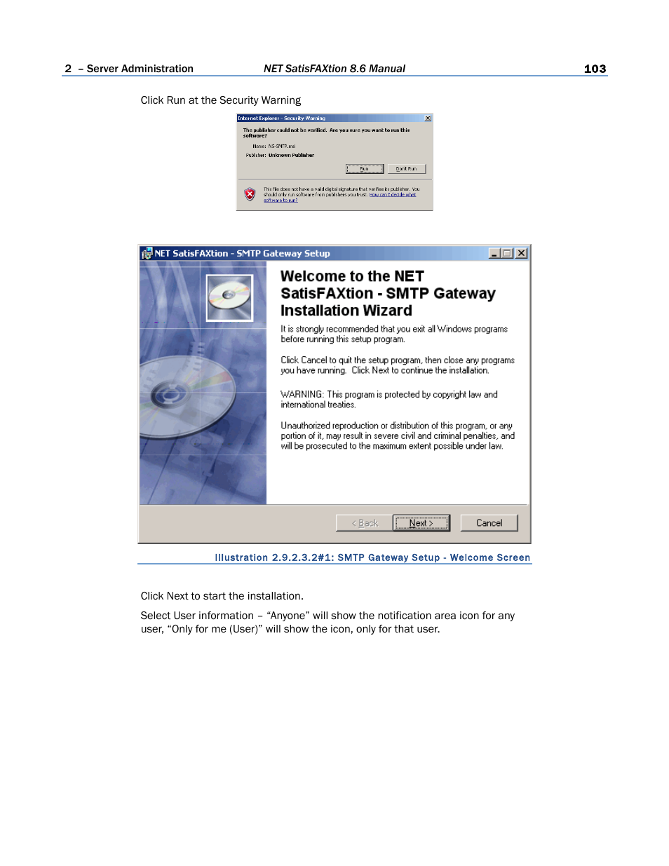 FaxBack NET SatisFAXtion 8.6 - Manual User Manual | Page 103 / 240