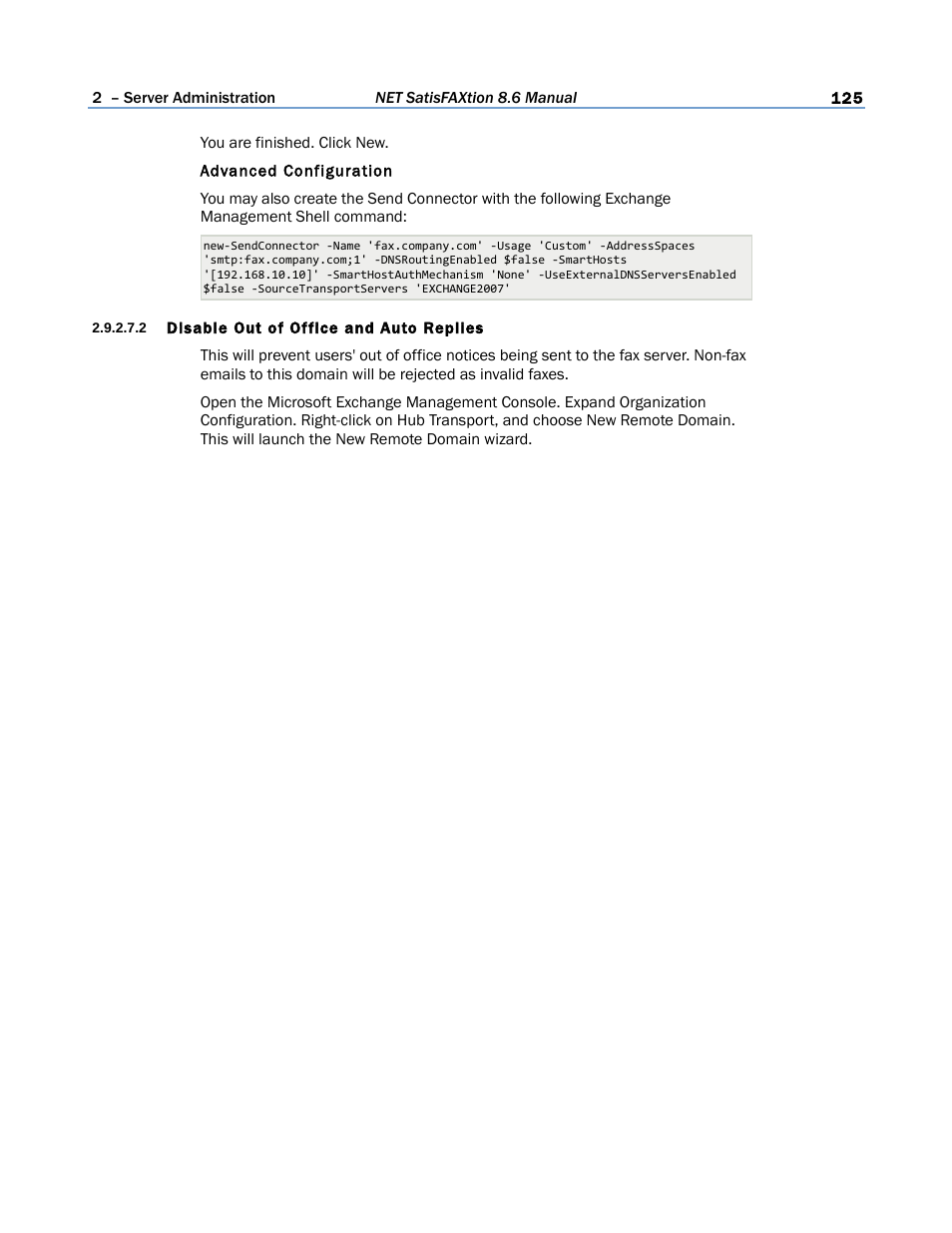 2 disable out of office and auto replies | FaxBack NET SatisFAXtion 8.6 - Manual User Manual | Page 125 / 240