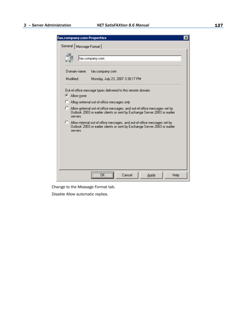 FaxBack NET SatisFAXtion 8.6 - Manual User Manual | Page 127 / 240